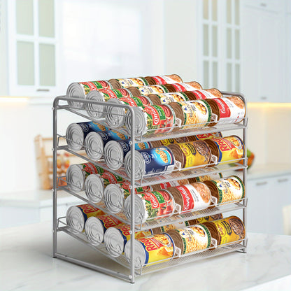 Can Holder For Pantry And Kitchen Cabinets - Large Capacity Metal Wire Canned Organizer For Food - - Can Rack With Adjustable Dividers Holds Up To 84 Cans For Countertop, Ideal Kitchen Organizer - Avilable In 3/4/7 Tier Buy Two Get More Discounts