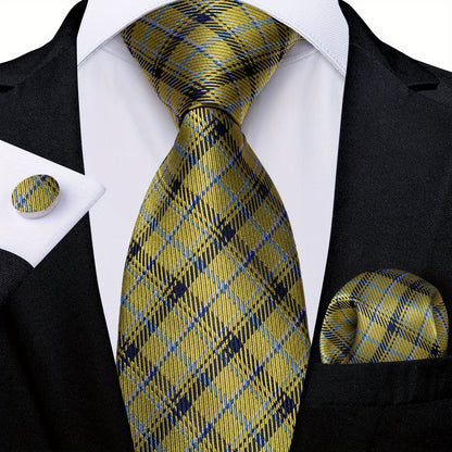 DiBanGu Classic Plaid Tie Set For Mens