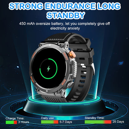 QTLLBT Wireless Smart Watch with LED Flashlight -, Wireless Call Answering, Compass, Pedometer, MMS Notifications