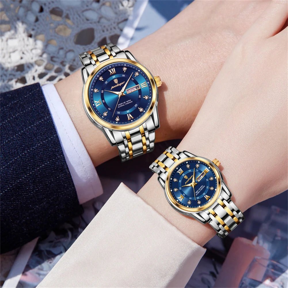 Couple Watches Trend Fashion Original Quartz Watch for Lover Waterproof Date Week Luminous His and Her Wirstwatch New - buythingsusa