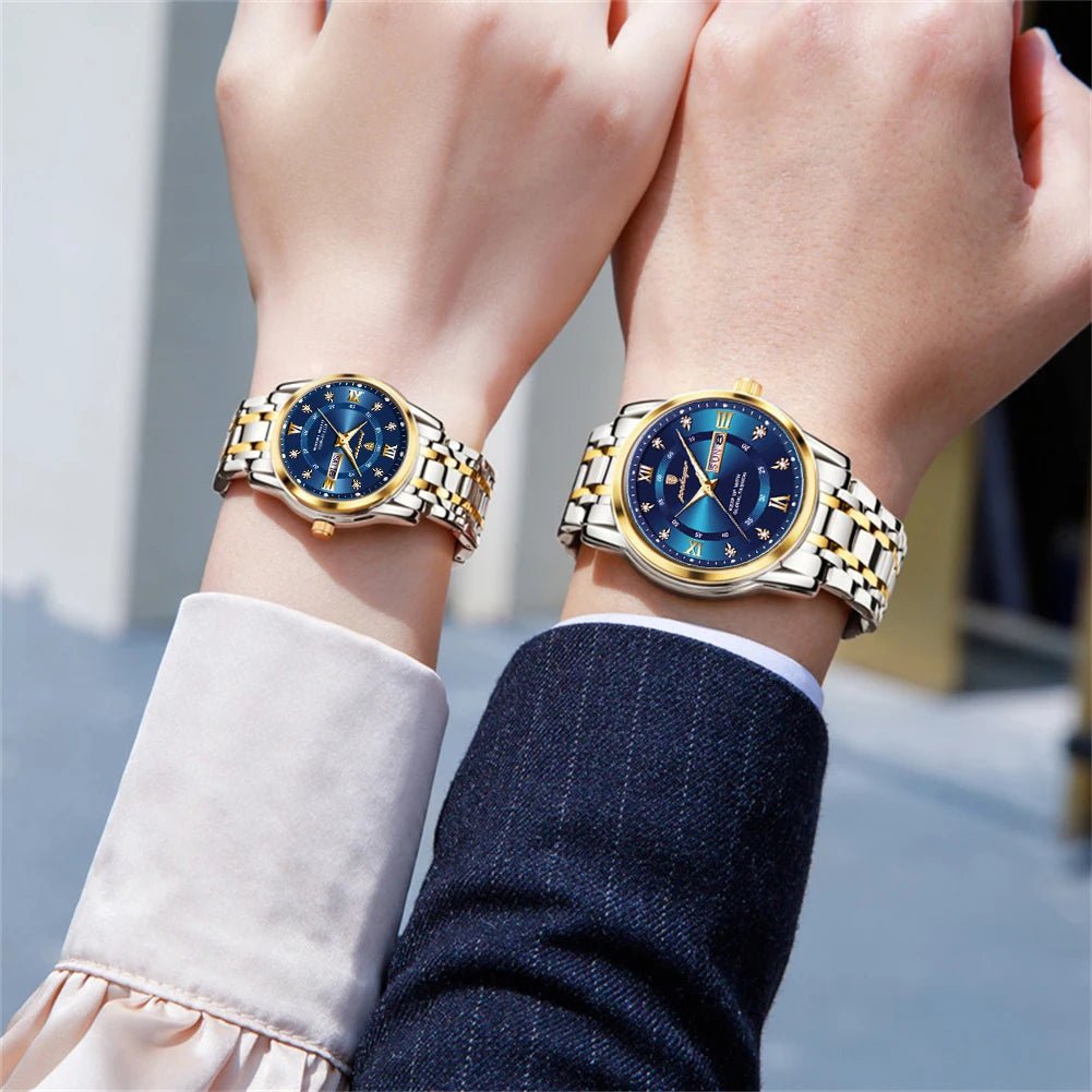 Couple Watches Trend Fashion Original Quartz Watch for Lover Waterproof Date Week Luminous His and Her Wirstwatch New - buythingsusa