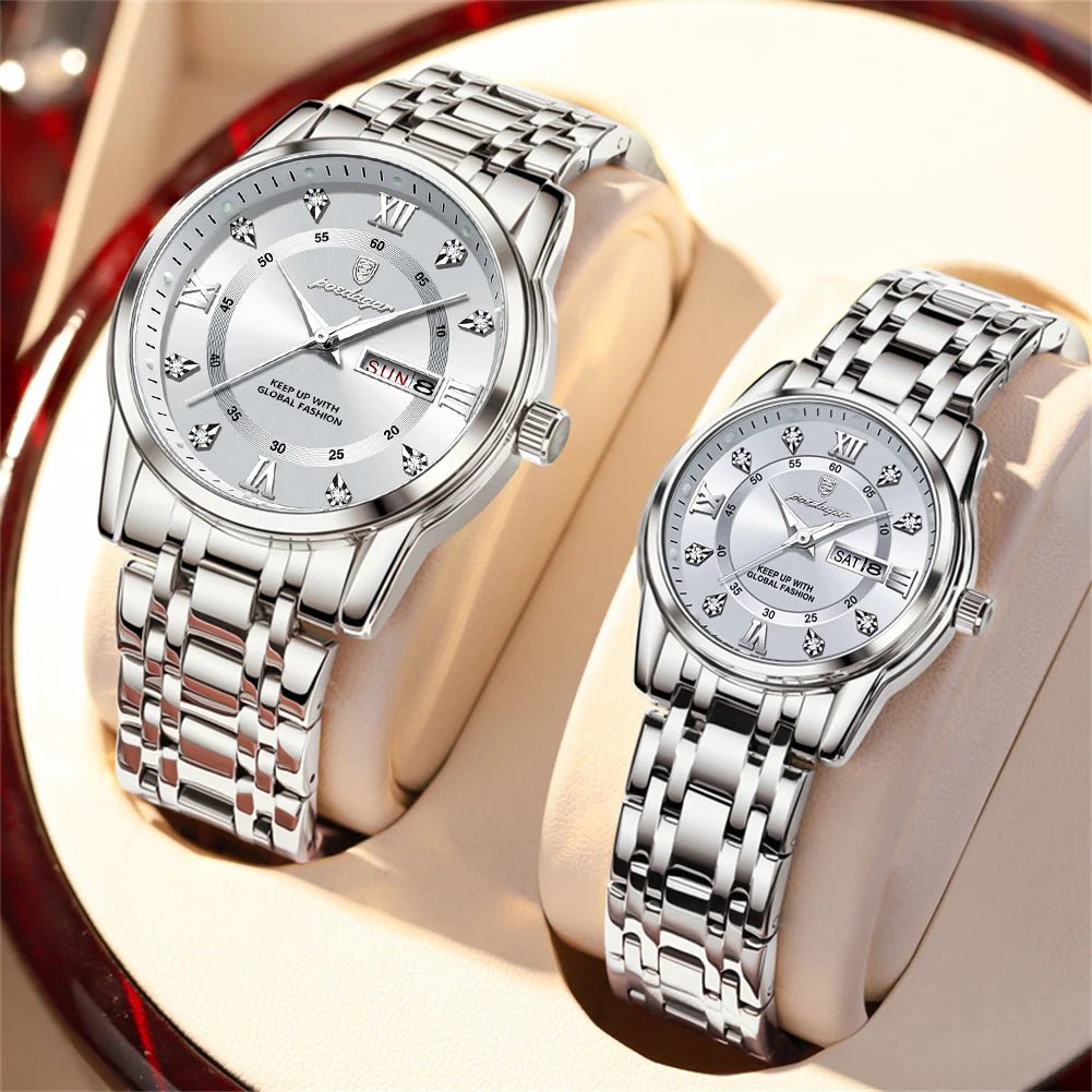 Couple Watches Trend Fashion Original Quartz Watch for Lover Waterproof Date Week Luminous His and Her Wirstwatch New - buythingsusa