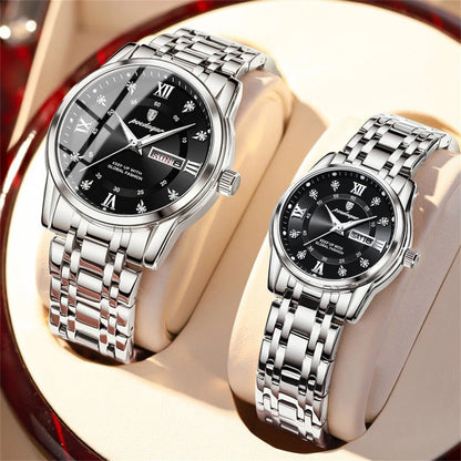 Couple Watches Trend Fashion Original Quartz Watch for Lover Waterproof Date Week Luminous His and Her Wirstwatch New - buythingsusa