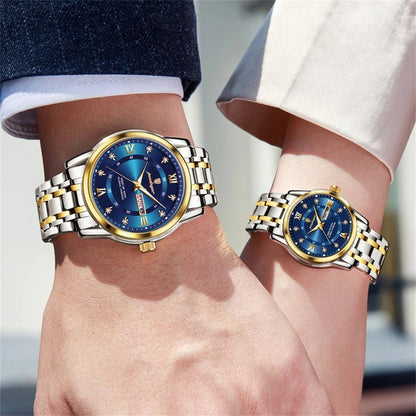 Couple Watches Trend Fashion Original Quartz Watch for Lover Waterproof Date Week Luminous His and Her Wirstwatch New - buythingsusa