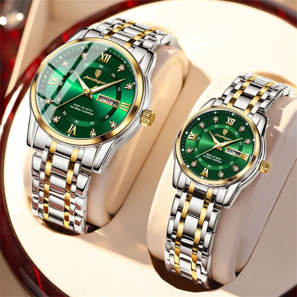 Couple Watches Trend Fashion Original Quartz Watch for Lover Waterproof Date Week Luminous His and Her Wirstwatch New - buythingsusa
