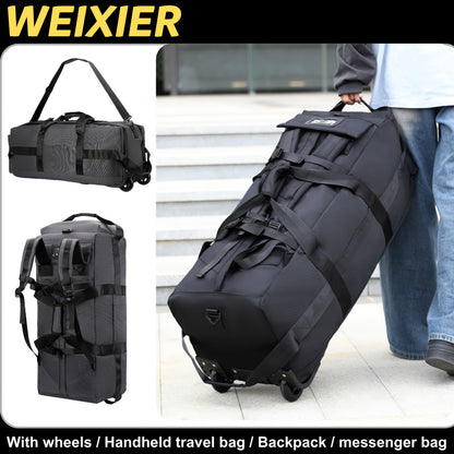 Nylon Travel Tote with Wheels - Durable, Large Capacity Weekender Bag for Overnight Trips & Shopping - Available in Army Green, Navy Blue, Charcoal, Black, Crossbody, Shoulder Bag, Luggage Bag, Gift