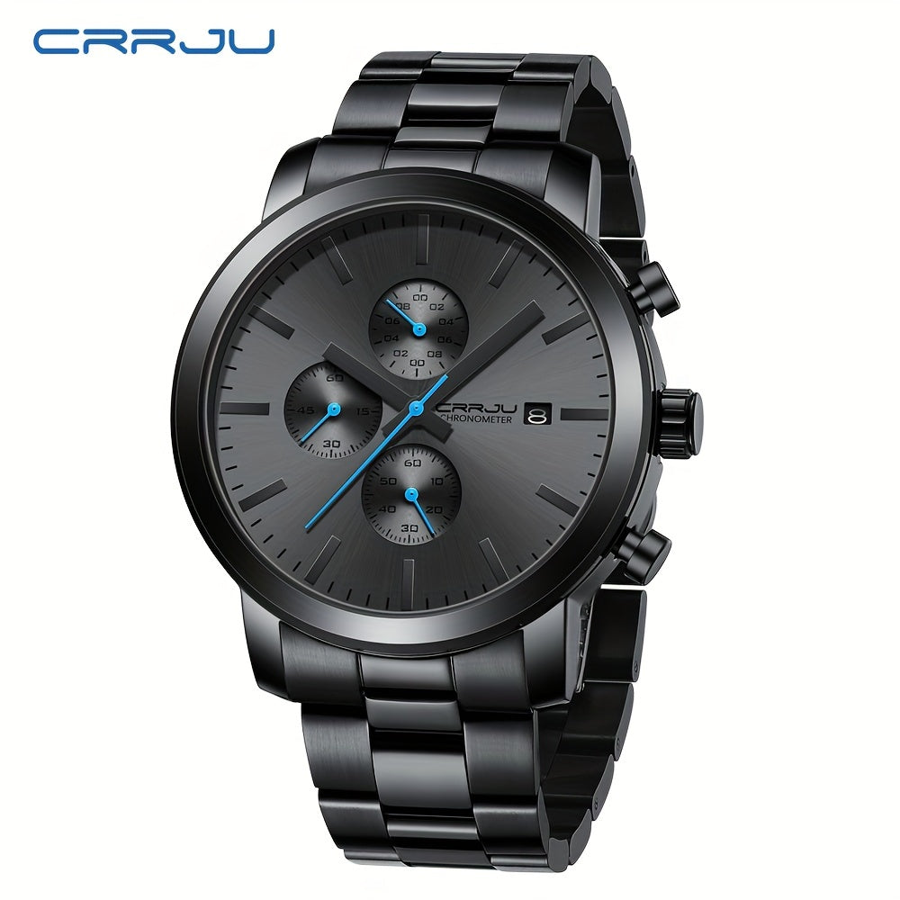 A High-quality Wristwatch For Men With Multiple Functions And A Stainless Steel Strap.