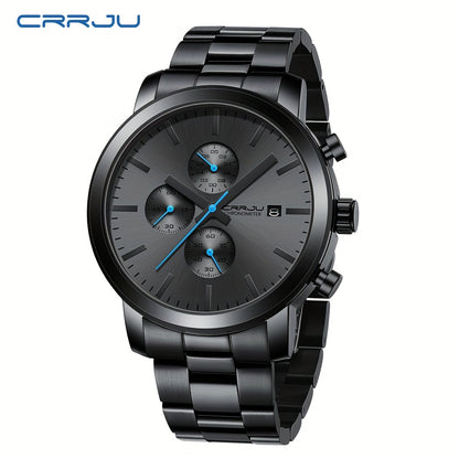 A High-quality Wristwatch For Men With Multiple Functions And A Stainless Steel Strap.