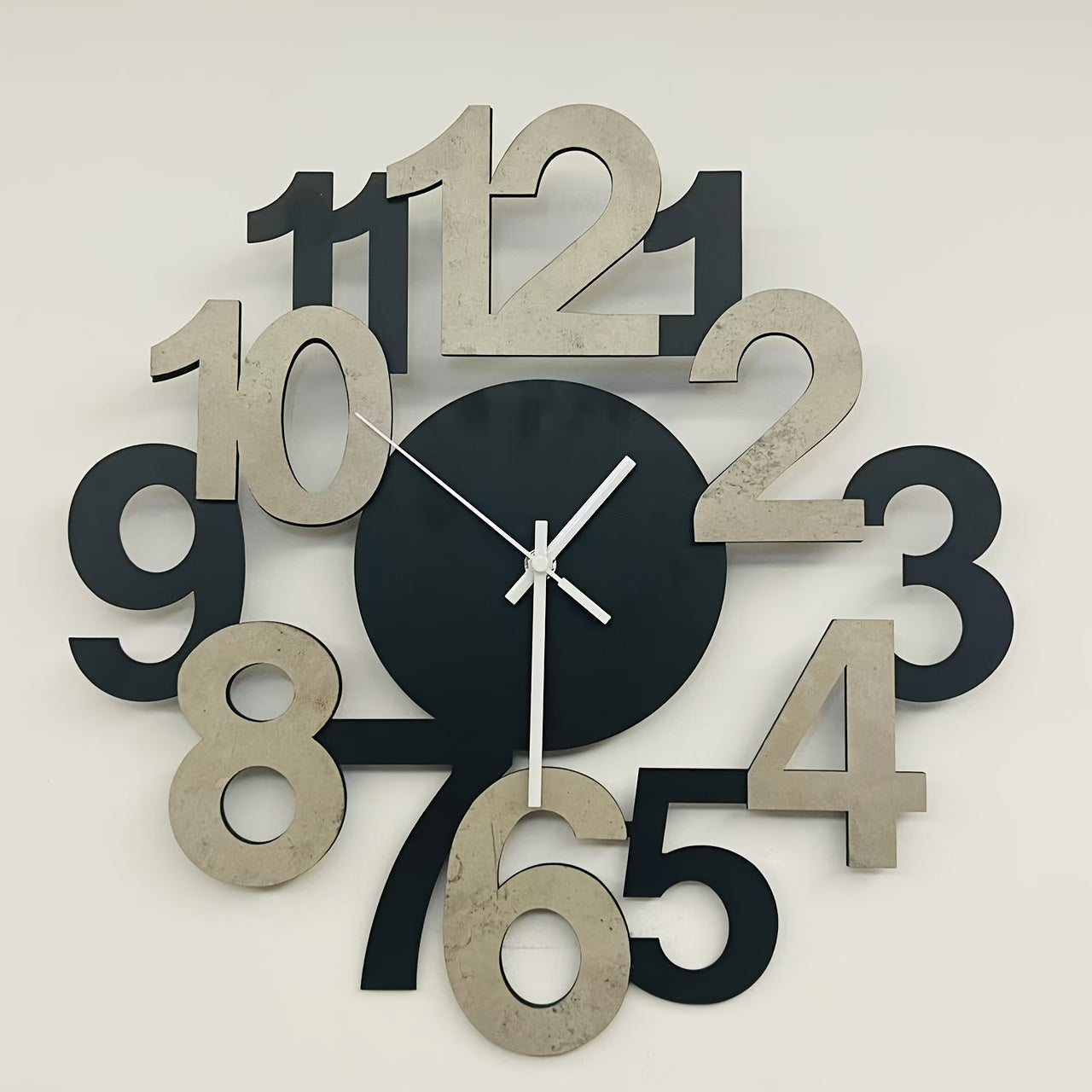 1pc Modern Metal Wall Clock with Asymmetrical Digital Silhouette Design..