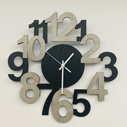 1pc Modern Metal Wall Clock with Asymmetrical Digital Silhouette Design..