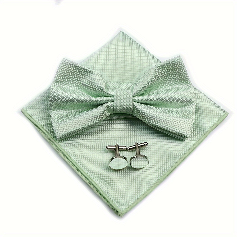 3pcs/set Trendy Bowtie & Pocket Towel & Cufflinks Set.