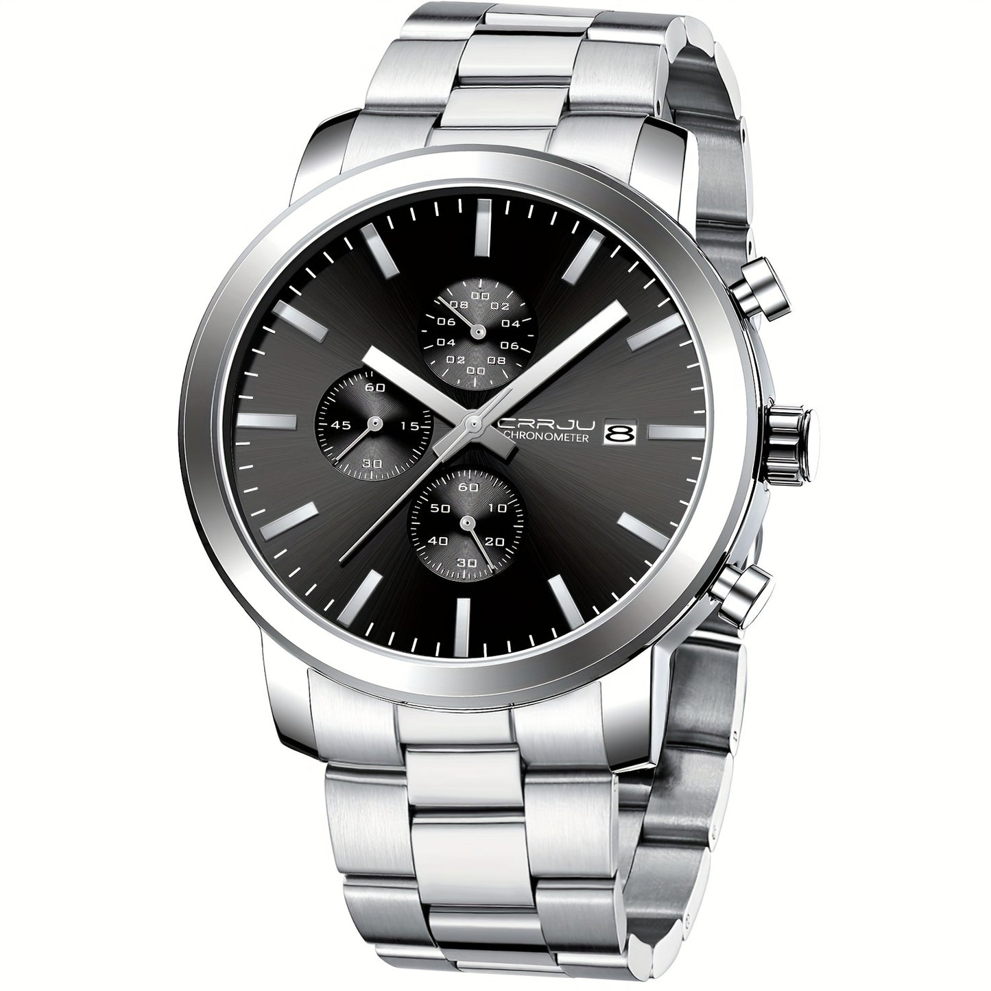 A High-quality Wristwatch For Men With Multiple Functions And A Stainless Steel Strap.