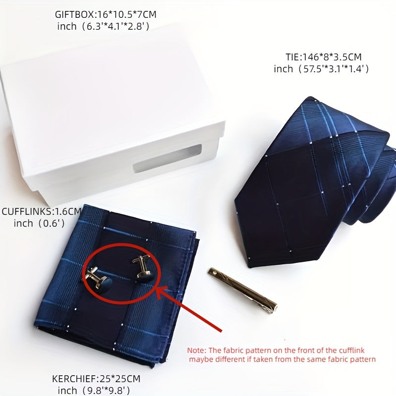 Formal Plaid Classic Men's Tie For Men Gift Box Set