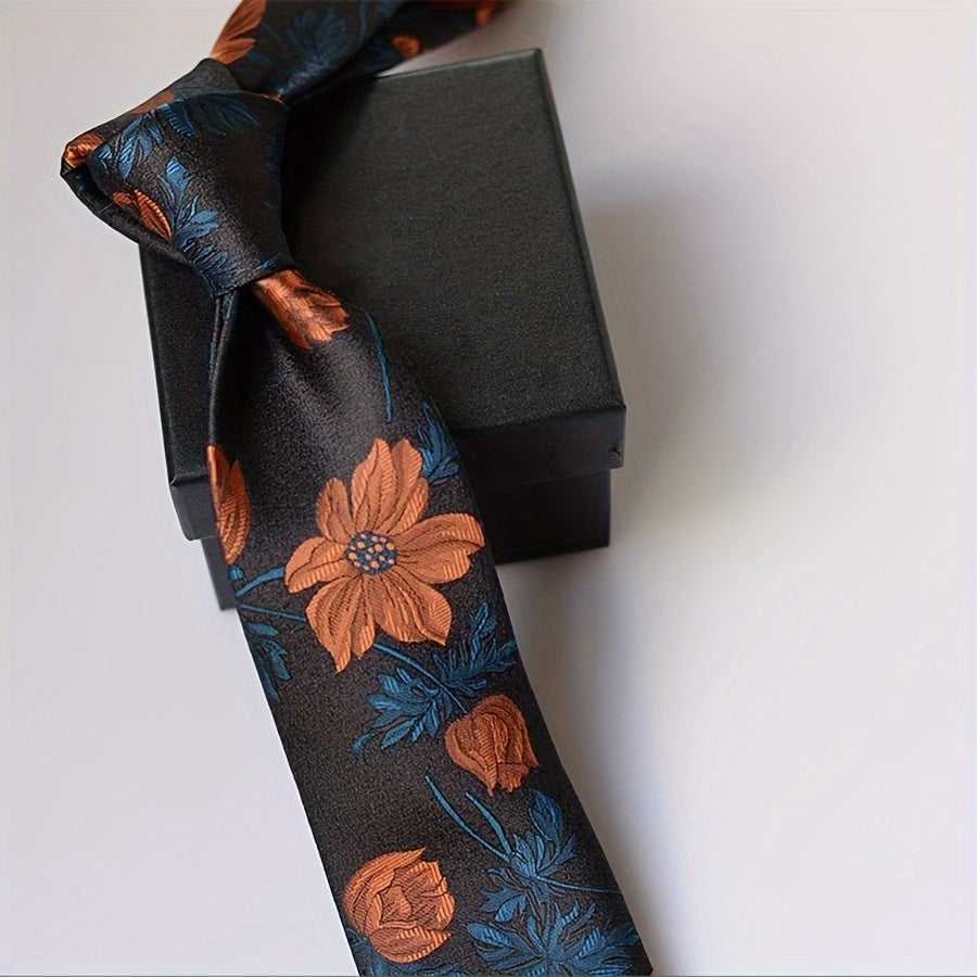 Elegant Dark Coffee Floral Tie For Men