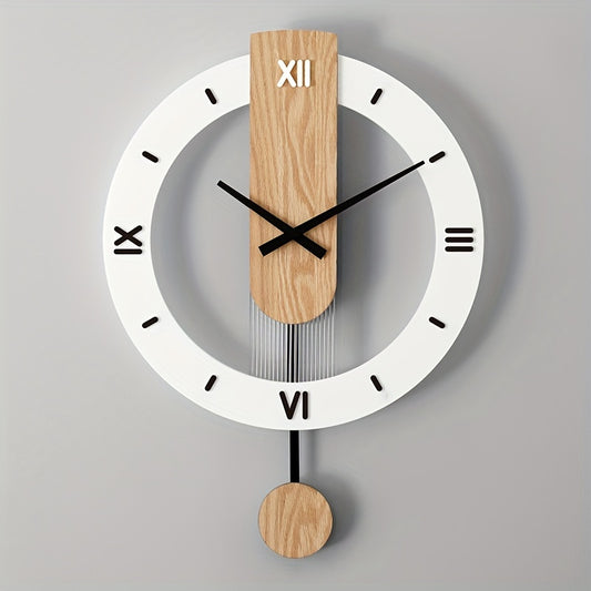 1pc Wooden Acrylic Pendulum Creative Wall Clock - Silent & Non-Drilling