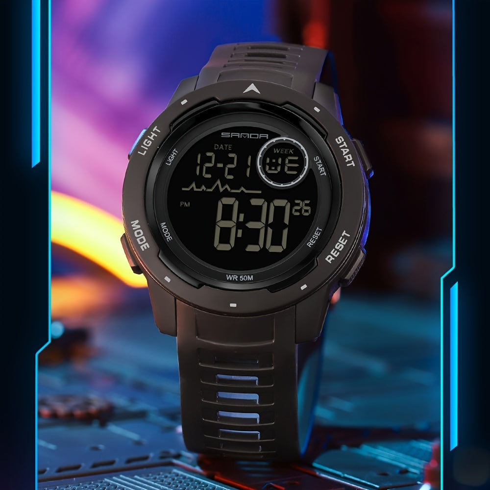 Men's Digital Watch - Sports Watches Tactical Military Stopwatch Alarm 12/24H Outdoor Mens Wristwatch for Running - Durable Stainless Steel & Silicone - For Active Men - Ideal for Sports & Outdoor Activities - Great Gift for Adventurers