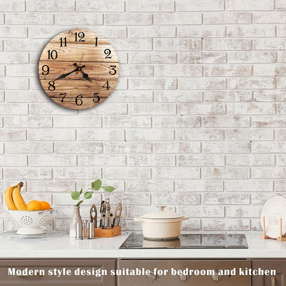Silent Wooden Wall Clock - Round, Battery-Powered..