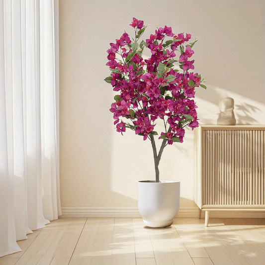 3.94ft Lifelike Artificial Bougainvillea Tree with Real Touch Leaves - Vibrant Pink Flowers, Ideal for Home Decor and Photography Studio Atmosphere, Artificial Floral Tree for Home Decor