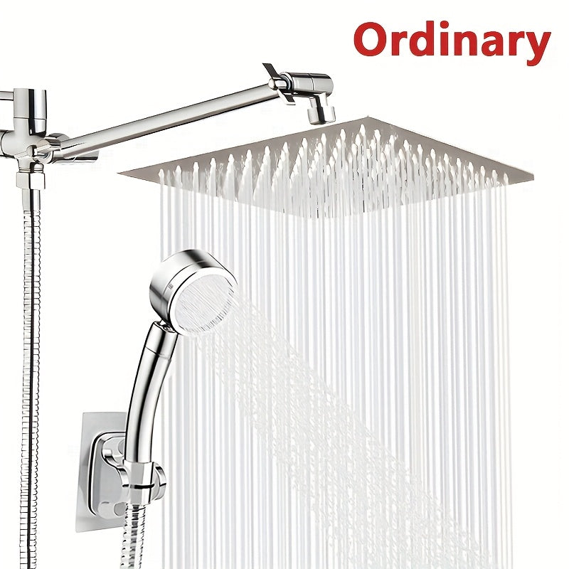 Shower Head, High Pressure Rainfall Shower Head/Handheld Shower Combo with 11 Inch Extension Arm, 9 Settings Adjustable counter-leak Shower Head with Holder/Hose, Height/Angle Adjustable