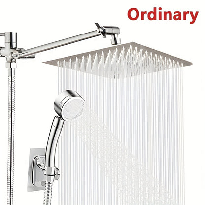 Shower Head, High Pressure Rainfall Shower Head/Handheld Shower Combo with 11 Inch Extension Arm, 9 Settings Adjustable counter-leak Shower Head with Holder/Hose, Height/Angle Adjustable