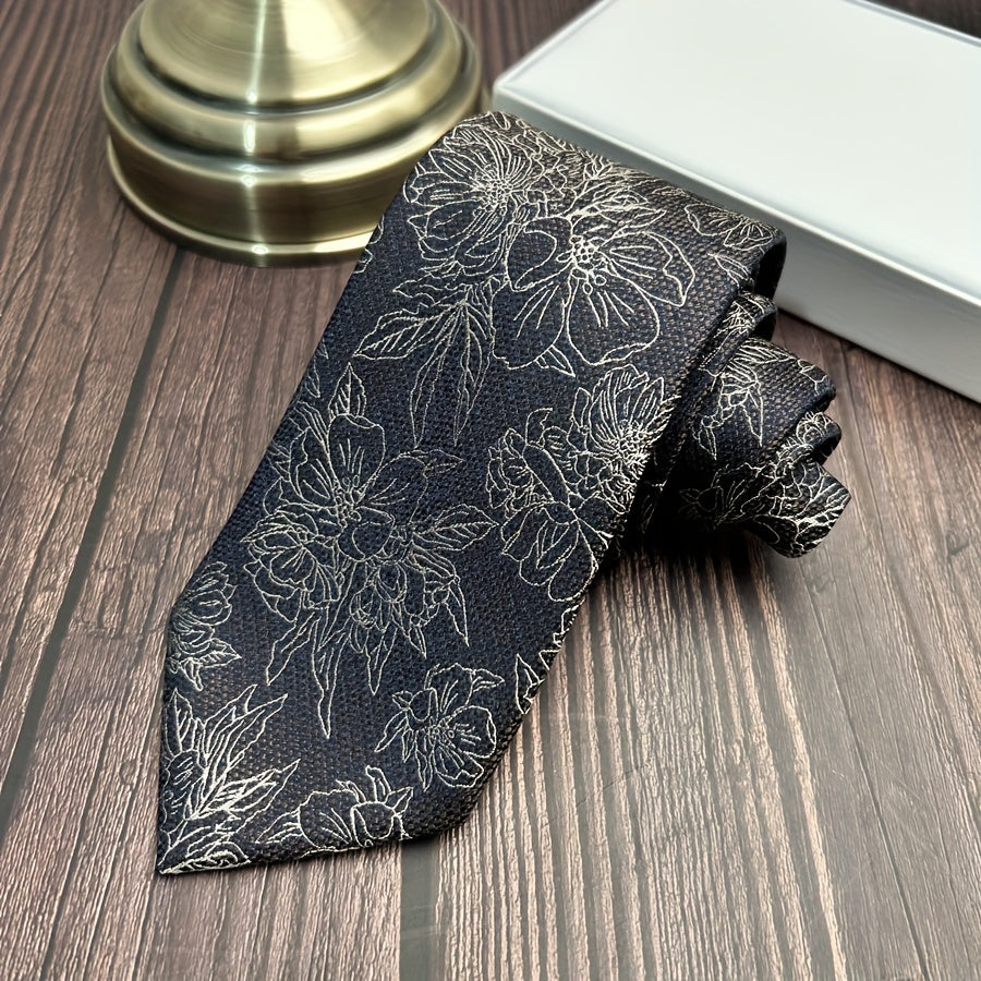 1pc Men's Beige Wine Red Tie Suitable for Suits, Weddings...