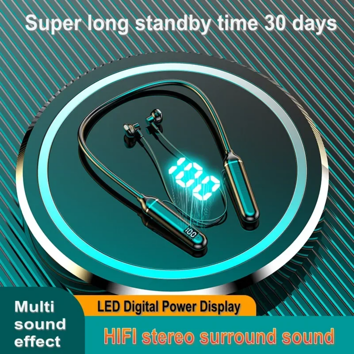 Bluetooth 5.0 Neckband Earphones with Mic Neck-hanging Wireless Headphone