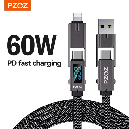 4 in 1 140W PD USB C Cable Digital Display Fast Charging For iPhone