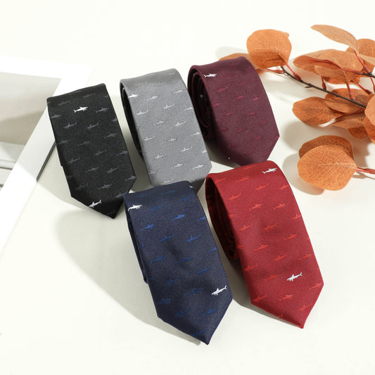 Men's Stylish Solid Color Shark Pattern Tie