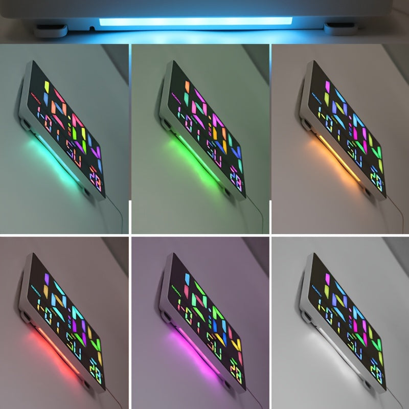 1pc Multifunctional RGB Colorful Digital Remote Control Wall Clock
