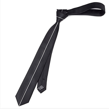 LYTWLZK Sleek Black Striped Men's Tie - Polyester, Perfect for Business