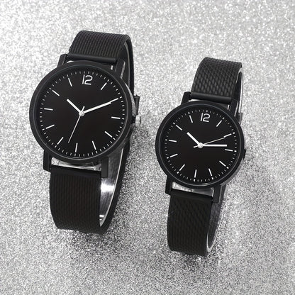 2pcs Unisex Simple Style Quartz Watch Set, Round Dial, Non-Waterproof