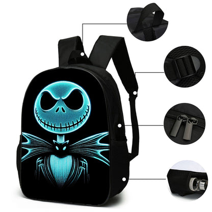 3pcs Disney Nightmare Before Christmas Backpack Set - Jack Skellington Design with Pencil Case & Lunch Box, Durable Oxford Fabric, Hand-Washable - Ideal for Students & Daily Commuters, Disney Backpack