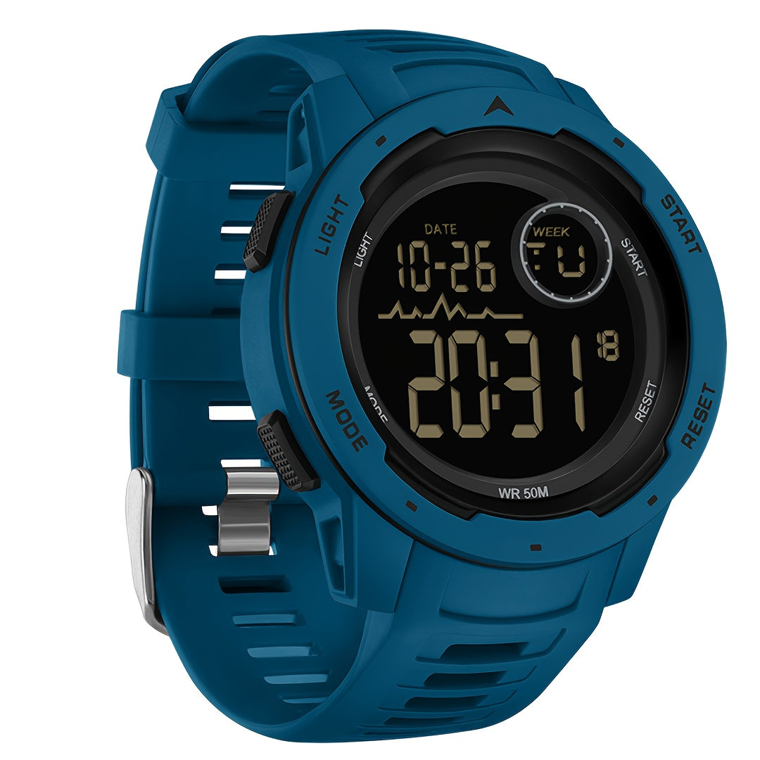 Men's Digital Watch - Sports Watches Tactical Military Stopwatch Alarm 12/24H Outdoor Mens Wristwatch for Running - Durable Stainless Steel & Silicone - For Active Men - Ideal for Sports & Outdoor Activities - Great Gift for Adventurers