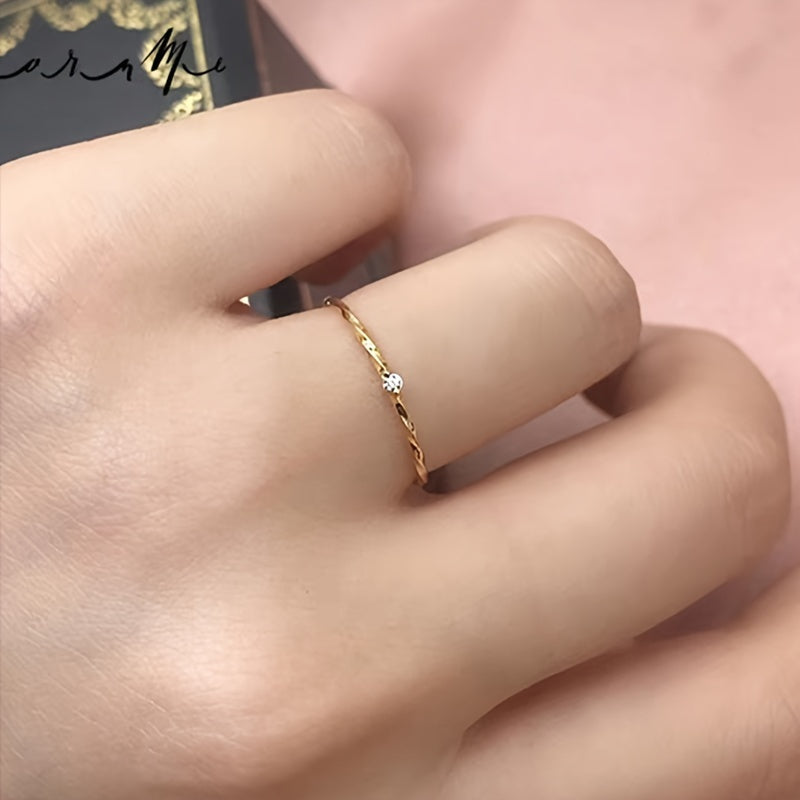 Elegant Simple 925 Sterling Silver Ring with Small 5A Synthetic Cubic Zirconia, Lightweight, Versatile Jewelry for Women, with for Daily Wear, Parties, Ramadan - All Seasons