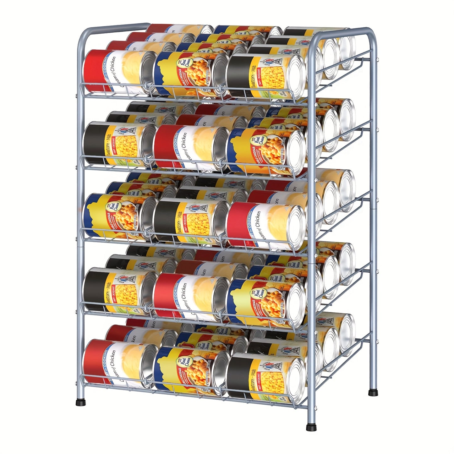 Can Holder For Pantry And Kitchen Cabinets - Large Capacity Metal Wire Canned Organizer For Food - - Can Rack With Adjustable Dividers Holds Up To 84 Cans For Countertop, Ideal Kitchen Organizer - Avilable In 3/4/7 Tier Buy Two Get More Discounts