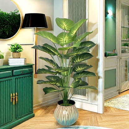 Giant Artificial Money Plant Leaves - Featuring 24 Large Leaves, This Wide-Leaf Decorative Piece Creates A Tropical Rainforest Style. Suitable For All Seasons, It Can Be Used Both Indoors And Outdoors As A Potted Artificial Tree. Pot Not Included