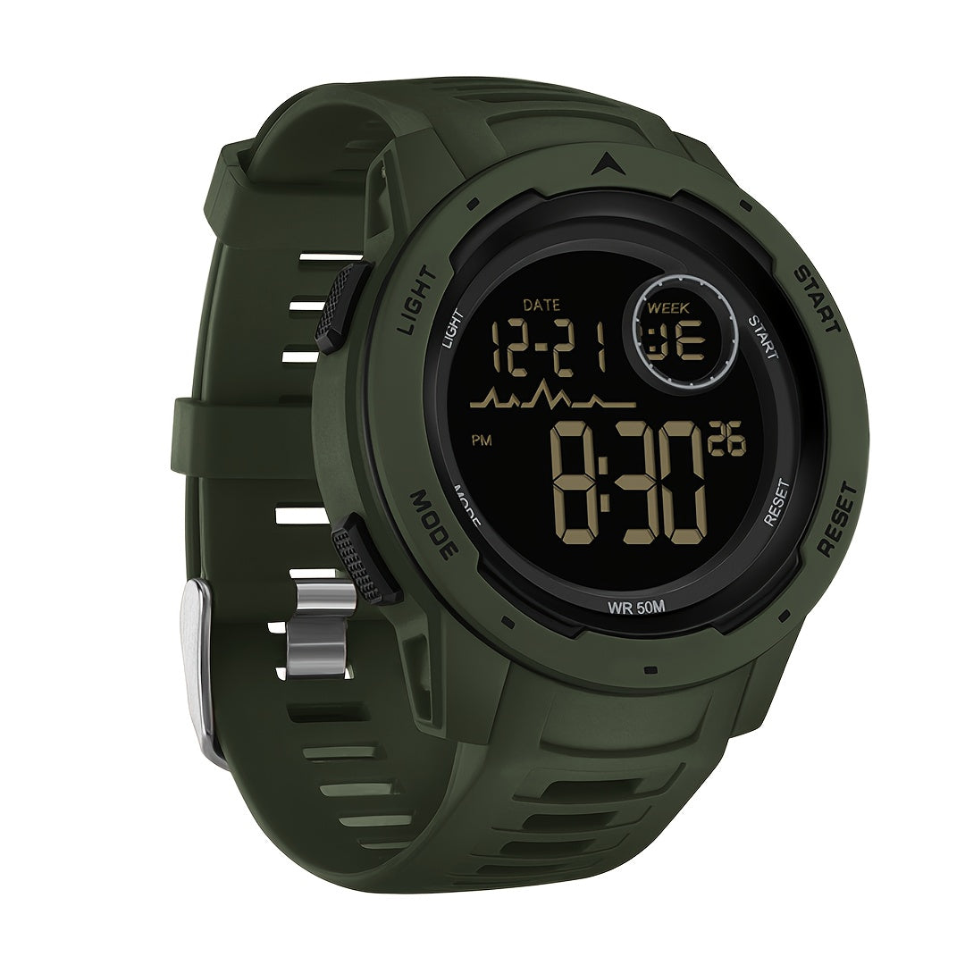 Men's Digital Watch - Sports Watches Tactical Military Stopwatch Alarm 12/24H Outdoor Mens Wristwatch for Running - Durable Stainless Steel & Silicone - For Active Men - Ideal for Sports & Outdoor Activities - Great Gift for Adventurers