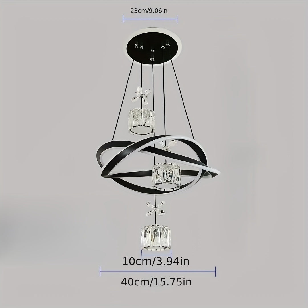 Led acrylic tricolor dimming dining room chandelier modern simple dining room table lamp bar bedroom chandelier