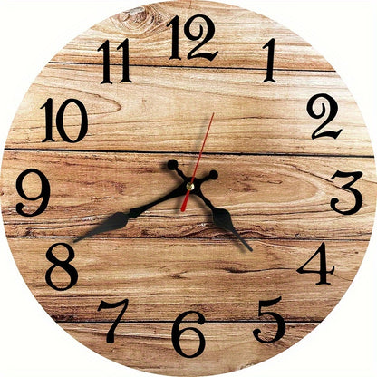 Silent Wooden Wall Clock - Round, Battery-Powered..