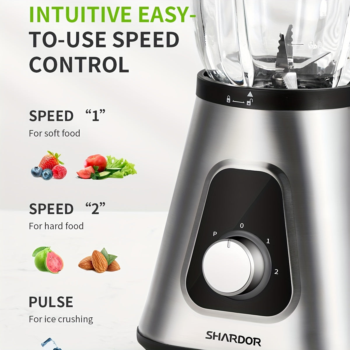 SHARDOR 1200W Pro Blender - High-Power Ice Crusher