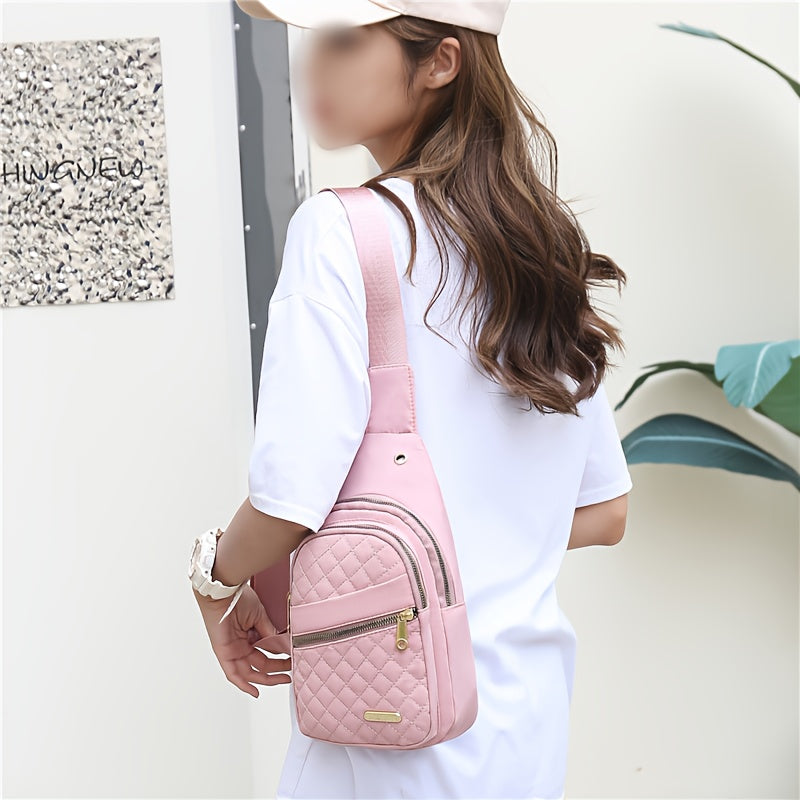 Quilted Casual Chest Bag, Lightweight Foldable Sling Bag, Portable Trendy Versatile Shoulder Bag