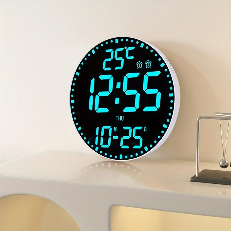 1PC Colorful Electronic Clock, Circular LED Mirror Clock,