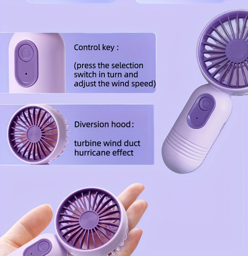 Mini Portable Fan - USB Rechargeable & 3 Speeds