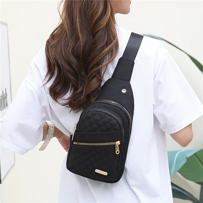 Quilted Casual Chest Bag, Lightweight Foldable Sling Bag, Portable Trendy Versatile Shoulder Bag