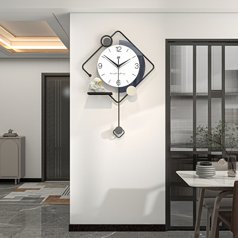 Creative Wall Clocks With Astronaut Ornament, Modern Metal Pendulum Wall Clock