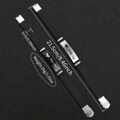 4pcs/set Fashion Exquisite Couple PU Band Watch with Couple Bracelet Black & White Set