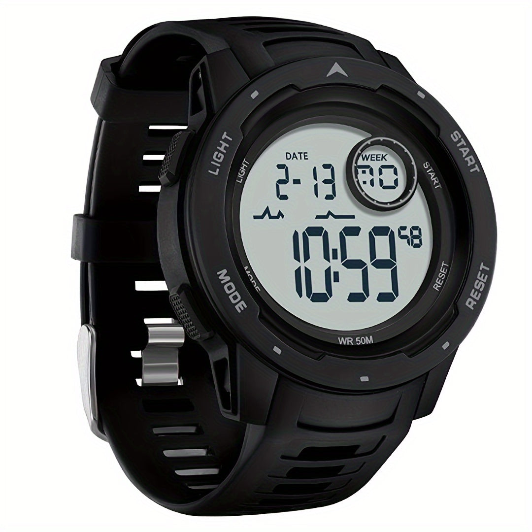 Men's Digital Watch - Sports Watches Tactical Military Stopwatch Alarm 12/24H Outdoor Mens Wristwatch for Running - Durable Stainless Steel & Silicone - For Active Men - Ideal for Sports & Outdoor Activities - Great Gift for Adventurers