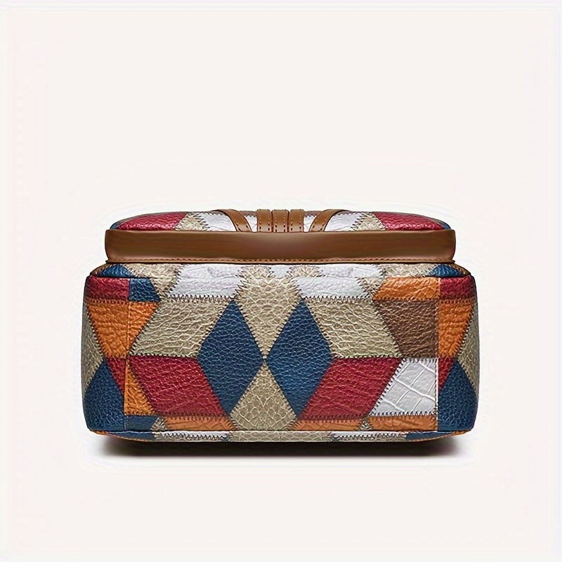 Fashionable Geometric Pattern Shoulder Bag, Large Capacity Crossbody Bag with Zipper Closure