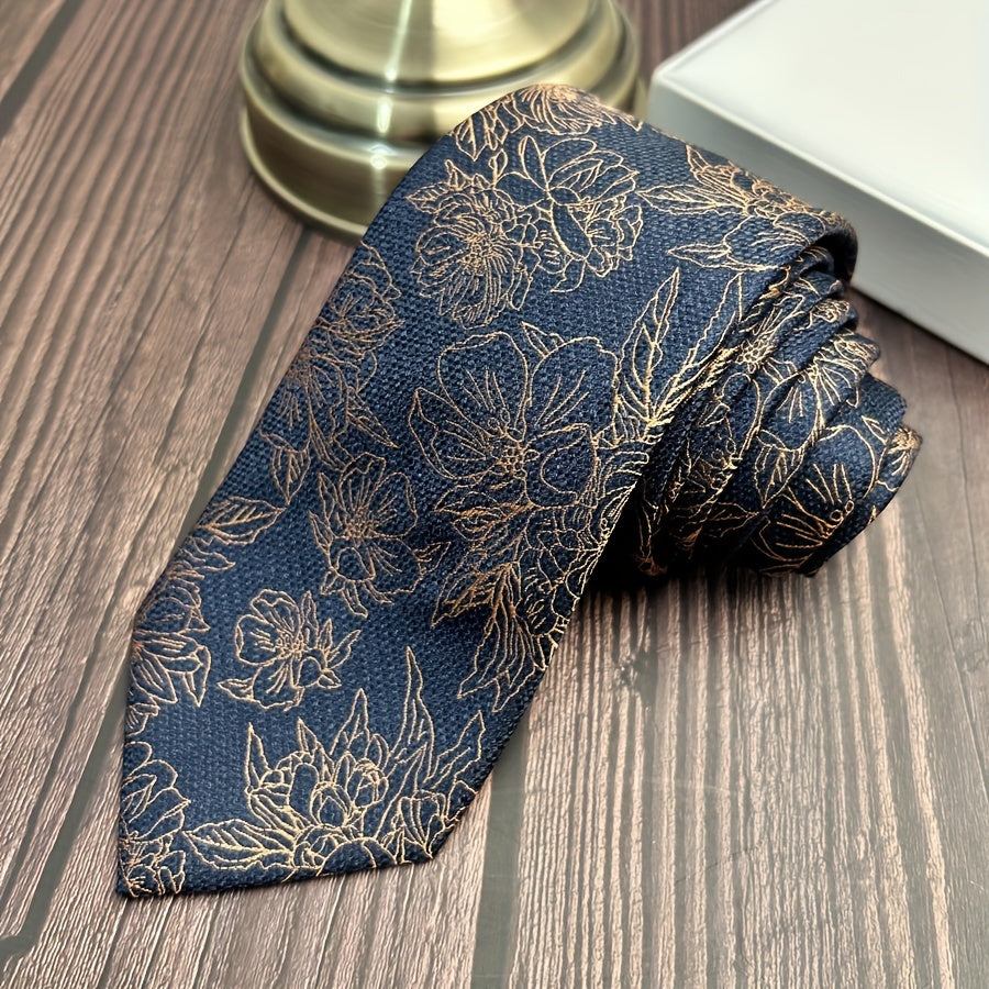 1pc Men's Beige Wine Red Tie Suitable for Suits, Weddings...