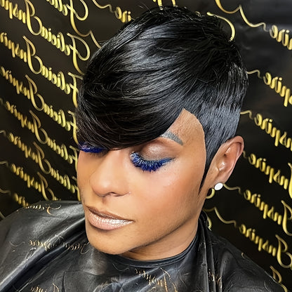 Elegant Pixie Cut Wig for Women - 100% Real Human Hair, Short Layered with Bangs in Vibrant Colors (99J/613, 1B30, 1B, Bug/613) - Glueless, No Shedding, Perfect for Music Festivals & Special Occasions, Brazilian, Full Machine Made, Dress Up Wig